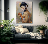 Woman Wearing Gloves Aka The Parisian 1885 Oil On Canvas Private Collection By Berthe Morisot Fine Art Print