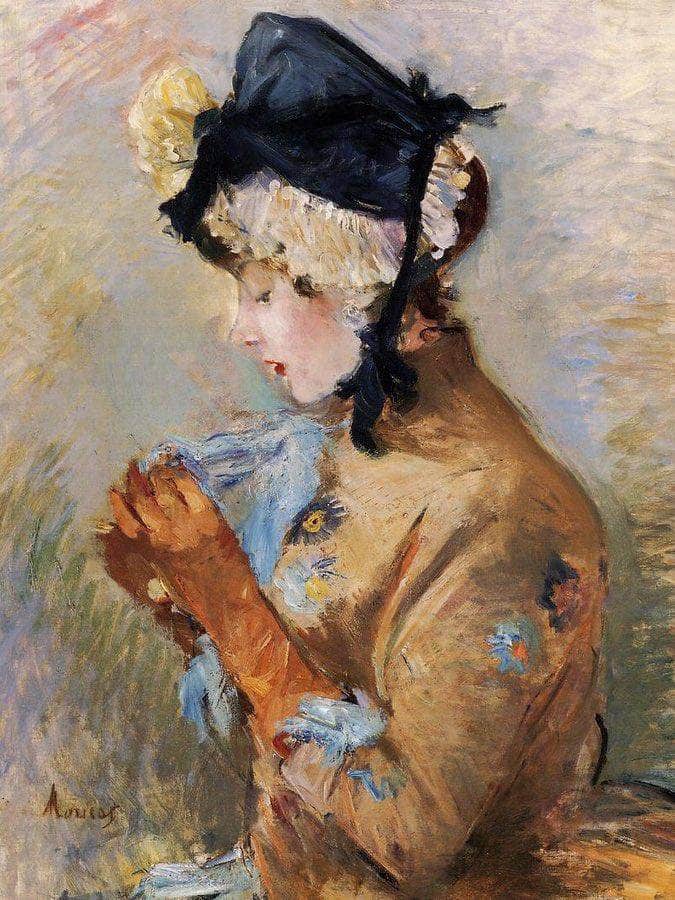 Woman Wearing Gloves Aka The Parisian 1885 Oil On Canvas Private Collection By Berthe Morisot Fine Art Print