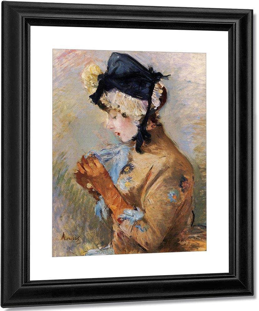 Woman Wearing Gloves Aka The Parisian 1885 Oil On Canvas Private Collection By Berthe Morisot Fine Art Print