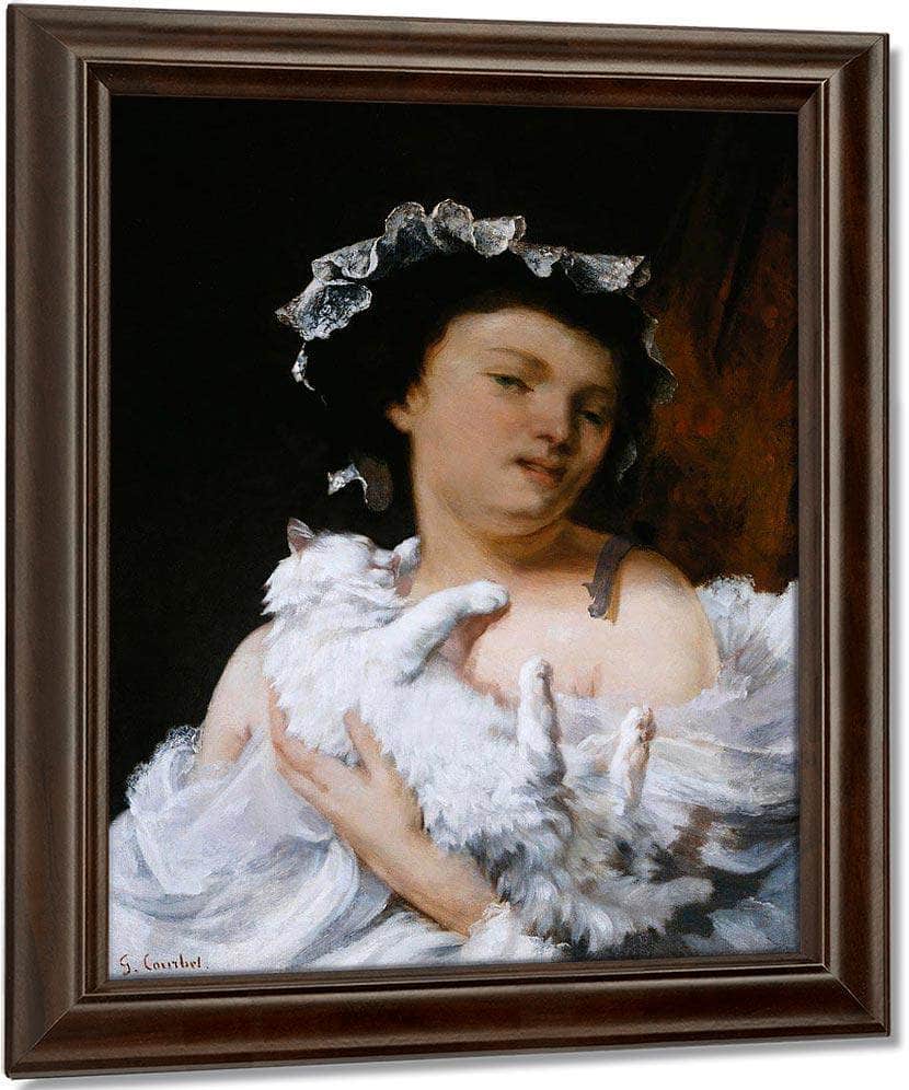 Woman With A Cat By Gusave Courbet Fine Art Print