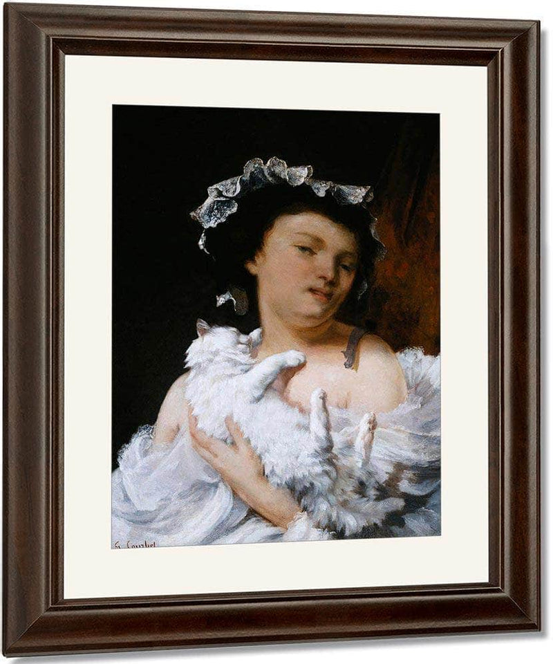 Woman With A Cat By Gusave Courbet Fine Art Print