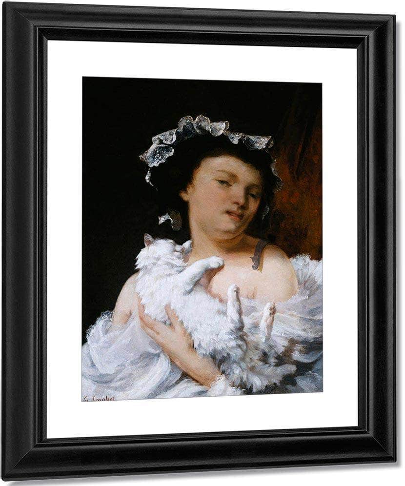 Woman With A Cat By Gusave Courbet Fine Art Print