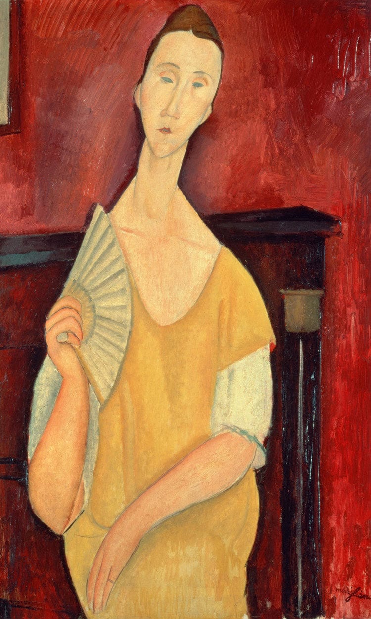 Woman With A Fan (Lunia Czechowska) By Amedeo Modigliani Fine Art Print