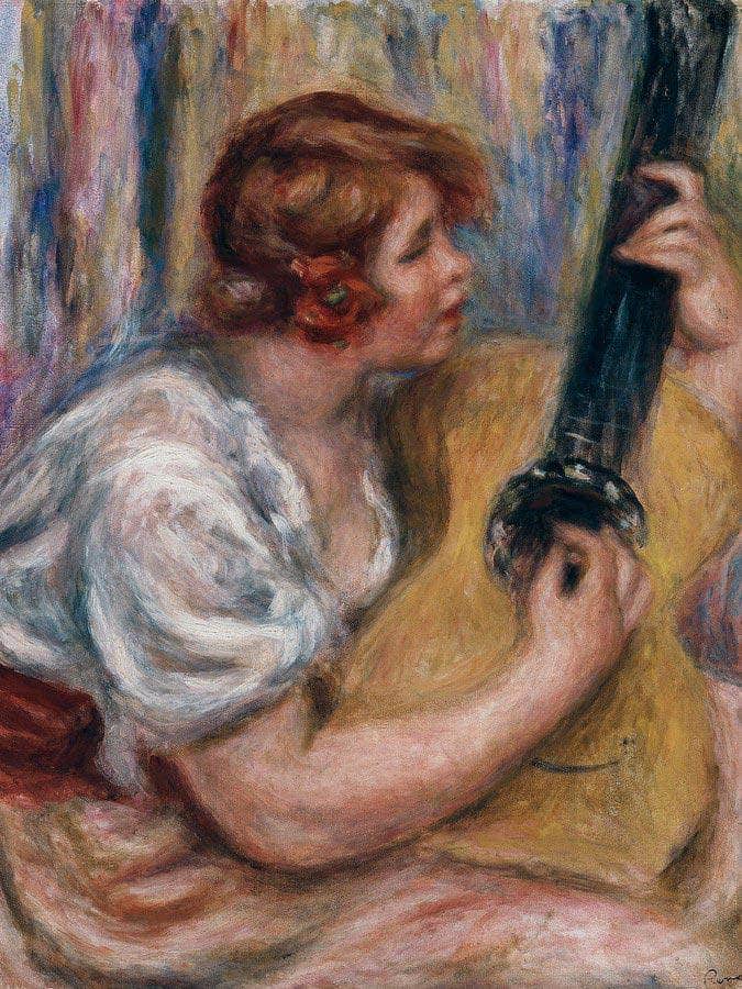 Woman With A Guitar By Pierre August Renoir Fine Art Print