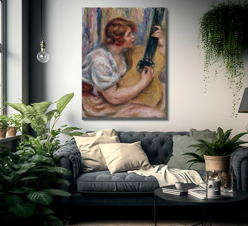 Woman With A Guitar By Pierre August Renoir Fine Art Print