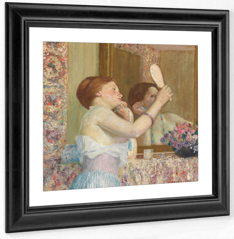 Woman With A Mirror By Frederick Carl Frieseke Fine Art Print