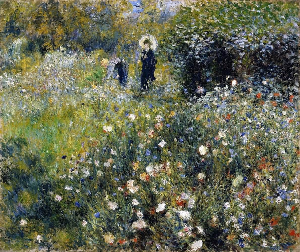 Woman With A Parasol In A Garden Painting Auguste Renoir Canvas Art Fine Art Print