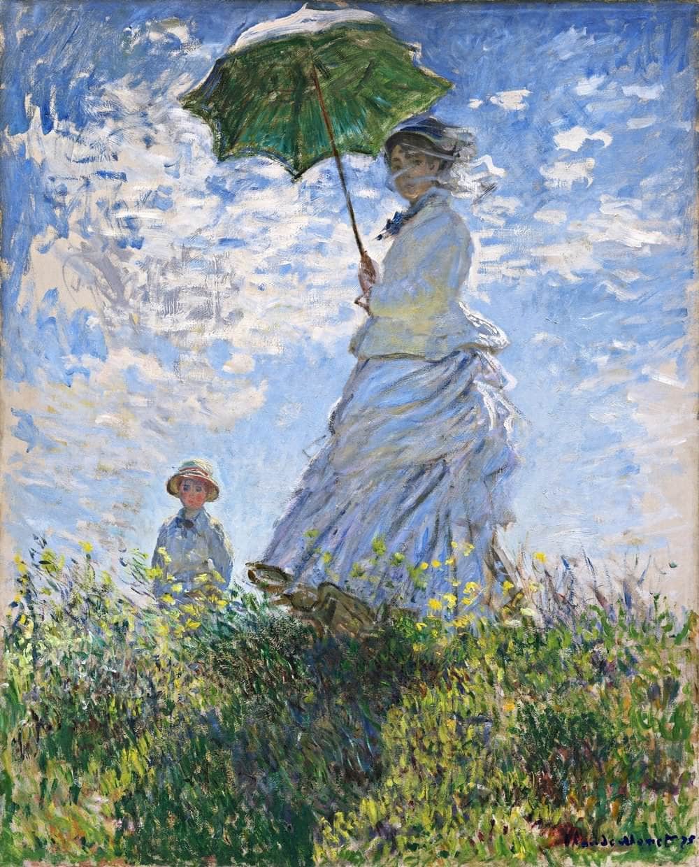 Woman With A Parasol Painting Claude Monet Canvas Art Fine Art Print