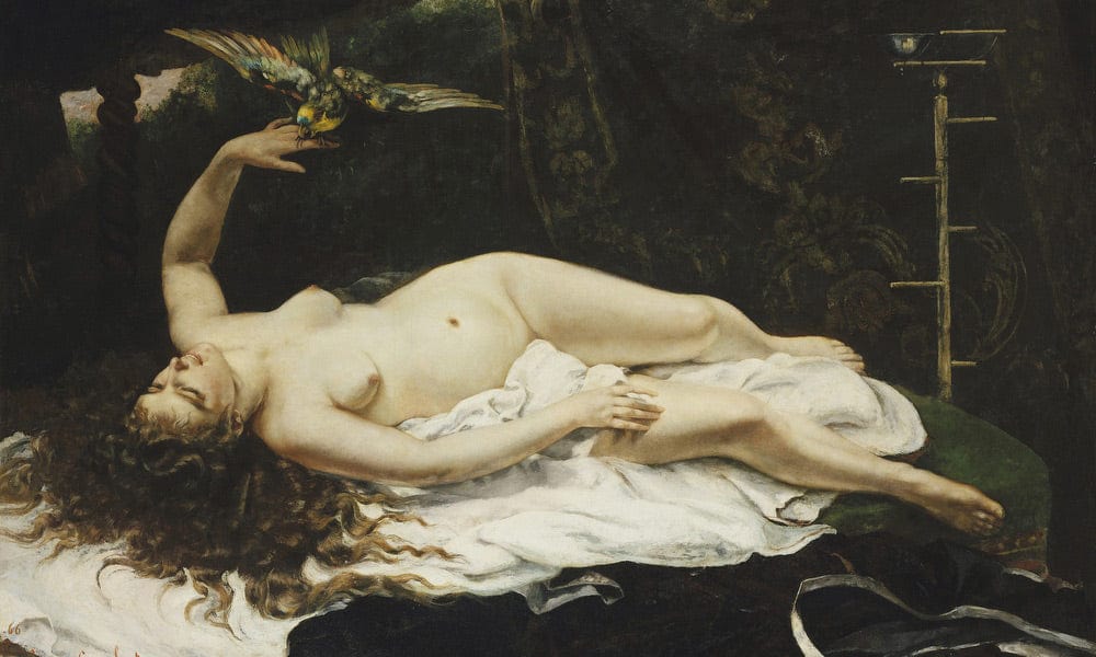 Woman With A Parrot By Jean Desire Gustave Courbet Fine Art Print