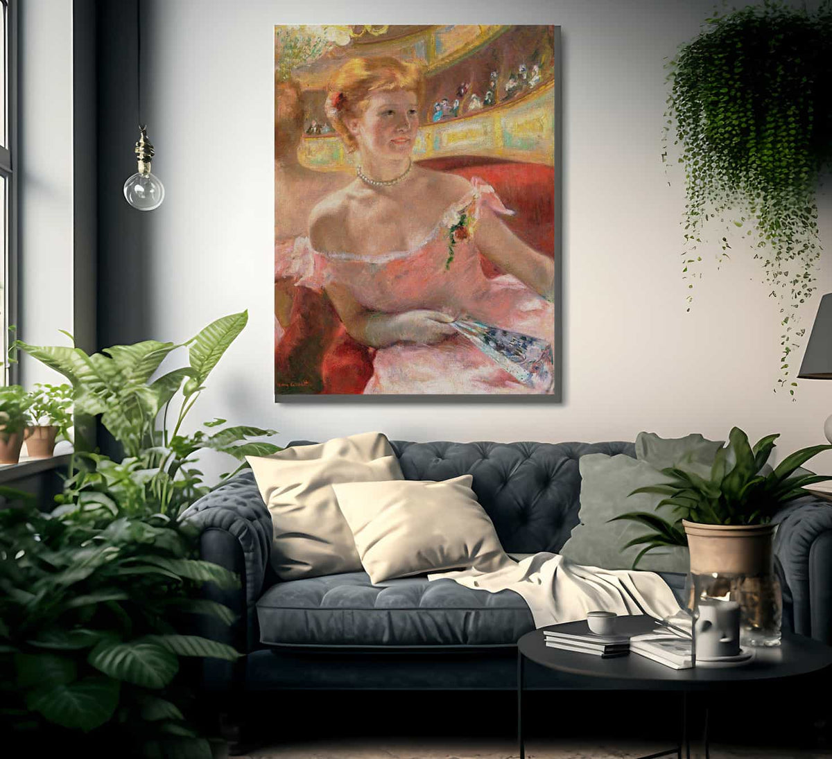 Woman With A Pearl Necklace In A Loge By Cassatt Mary Fine Art Print