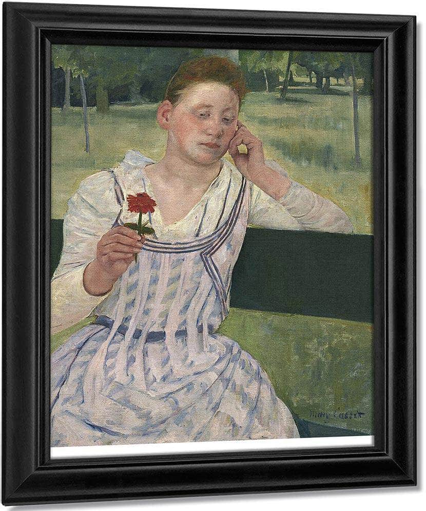 Woman With A Red Zinnia By Mary Cassatt Fine Art Print