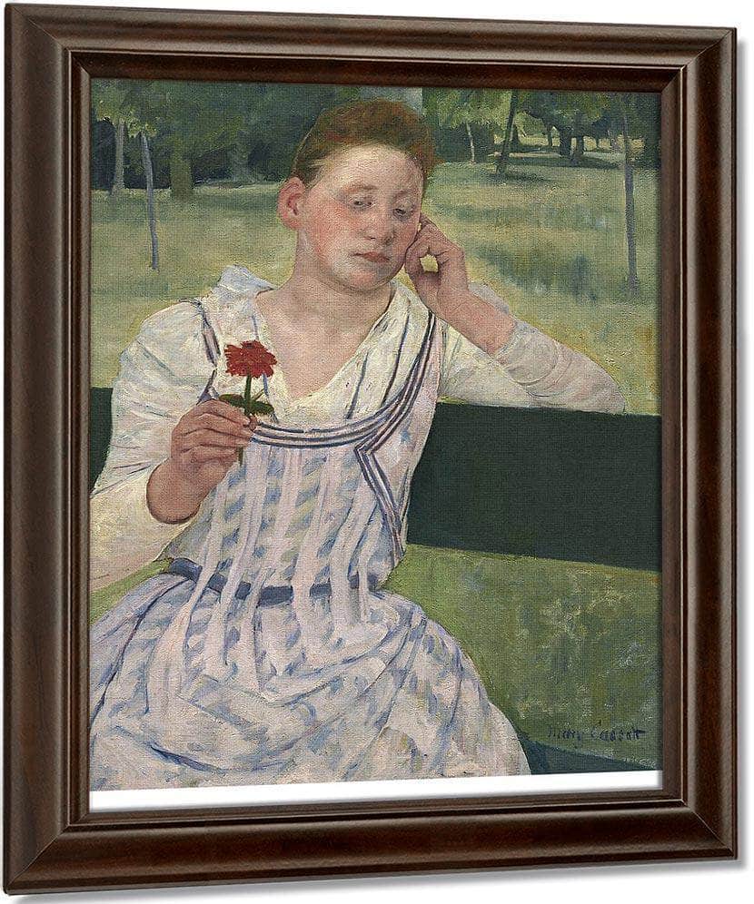 Woman With A Red Zinnia By Mary Cassatt Fine Art Print
