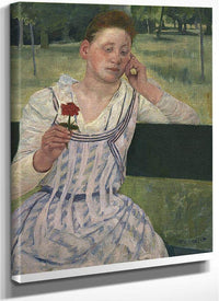 Woman With A Red Zinnia By Mary Cassatt Fine Art Print