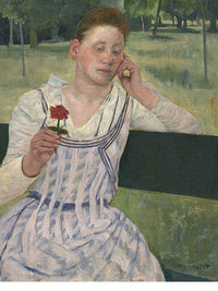 Woman With A Red Zinnia By Mary Cassatt Fine Art Print