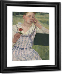 Woman With A Red Zinnia By Mary Cassatt Fine Art Print