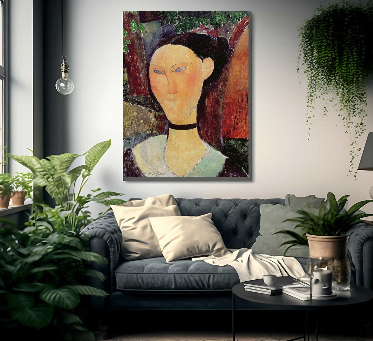 Woman With A Velvet Neckband By Amedeo Modigliani Fine Art Print
