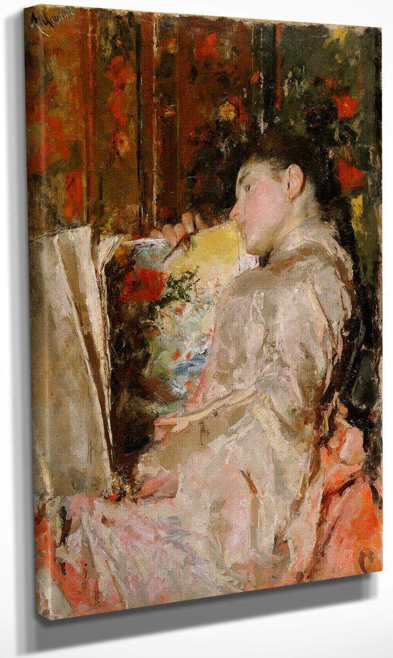 Woman With An Album By Antonio Mancini Fine Art Print