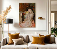 Woman With An Album By Antonio Mancini Fine Art Print