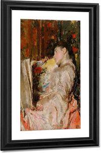 Woman With An Album By Antonio Mancini Fine Art Print