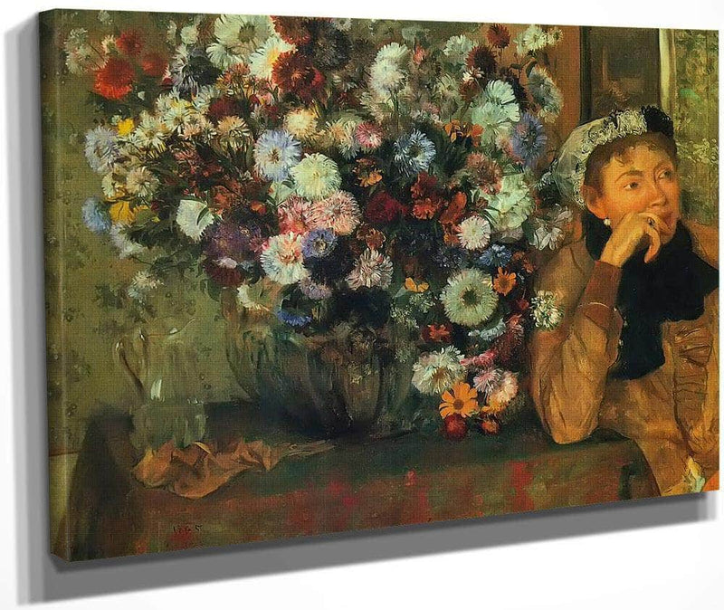 Woman With Chrysanthemums By Edgar Degas Fine Art Print