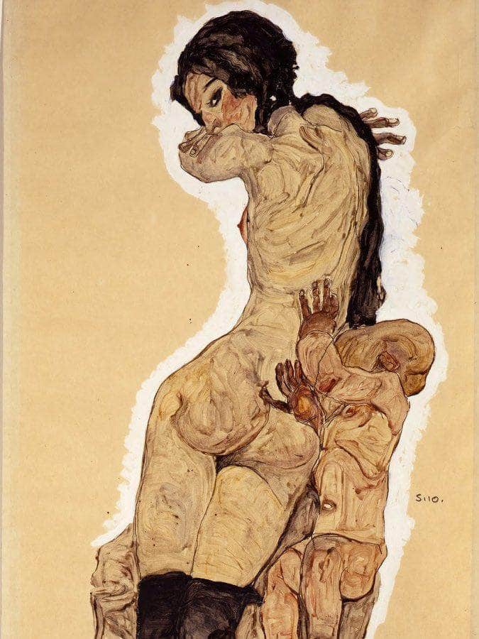 Woman With Homunculus 1910 Watercolor Gouache Pencil 55 6X36 5Cm By Egon Schiele Fine Art Print