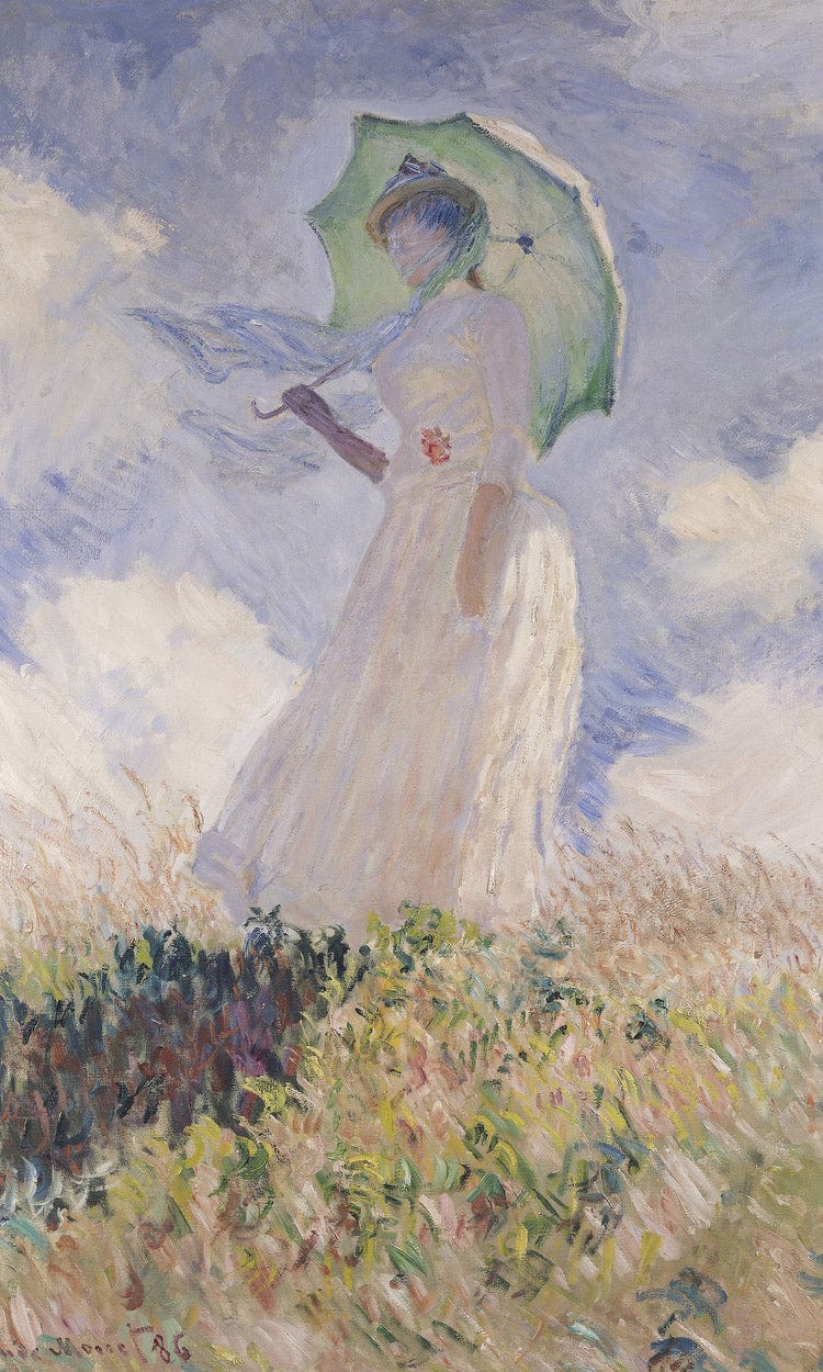 Woman With Parasol Turned To The Left By Claude Monet Fine Art Print