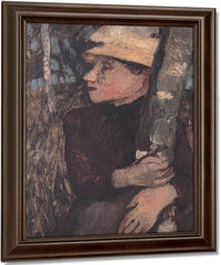 Woman With Straw Hat At The Birch By Paula Modersohn Becker Fine Art Print