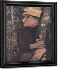 Woman With Straw Hat At The Birch By Paula Modersohn Becker Fine Art Print