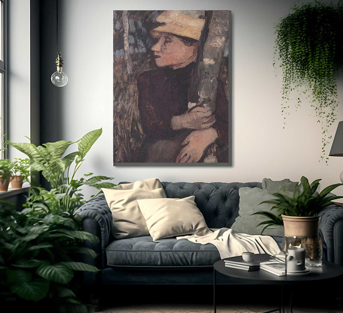 Woman With Straw Hat At The Birch By Paula Modersohn Becker Fine Art Print