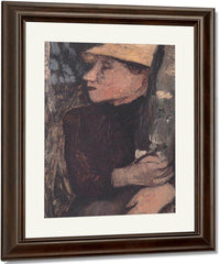 Woman With Straw Hat At The Birch By Paula Modersohn Becker Fine Art Print