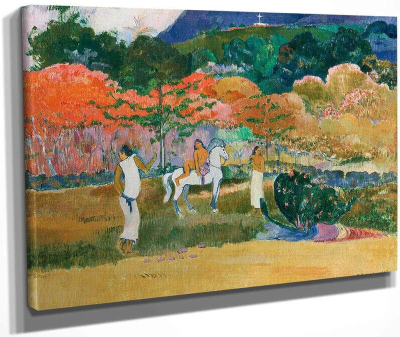 Women And A White Horse By Paul Gauguin Fine Art Print