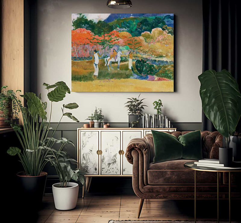 Women And A White Horse By Paul Gauguin Fine Art Print