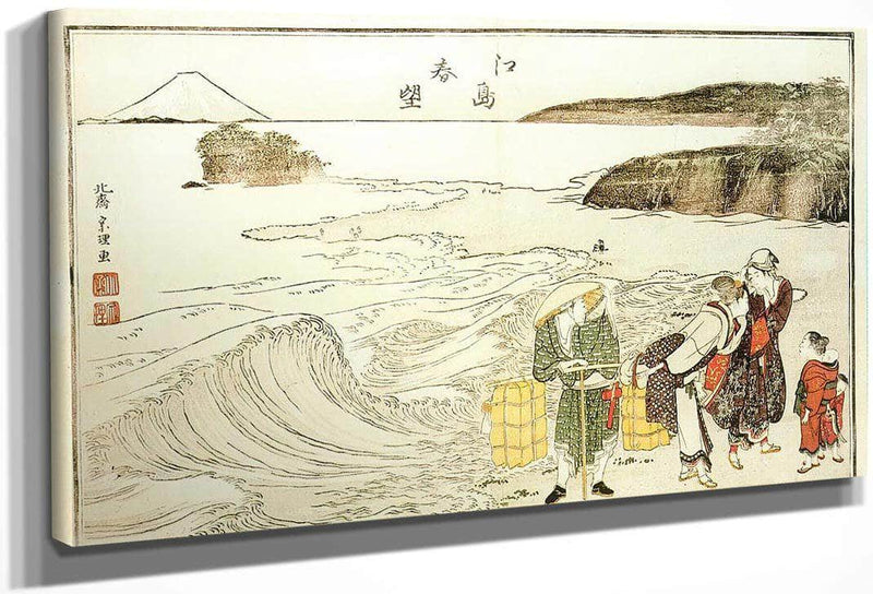Women On The Beach At Enoshima By Hokusai Fine Art Print