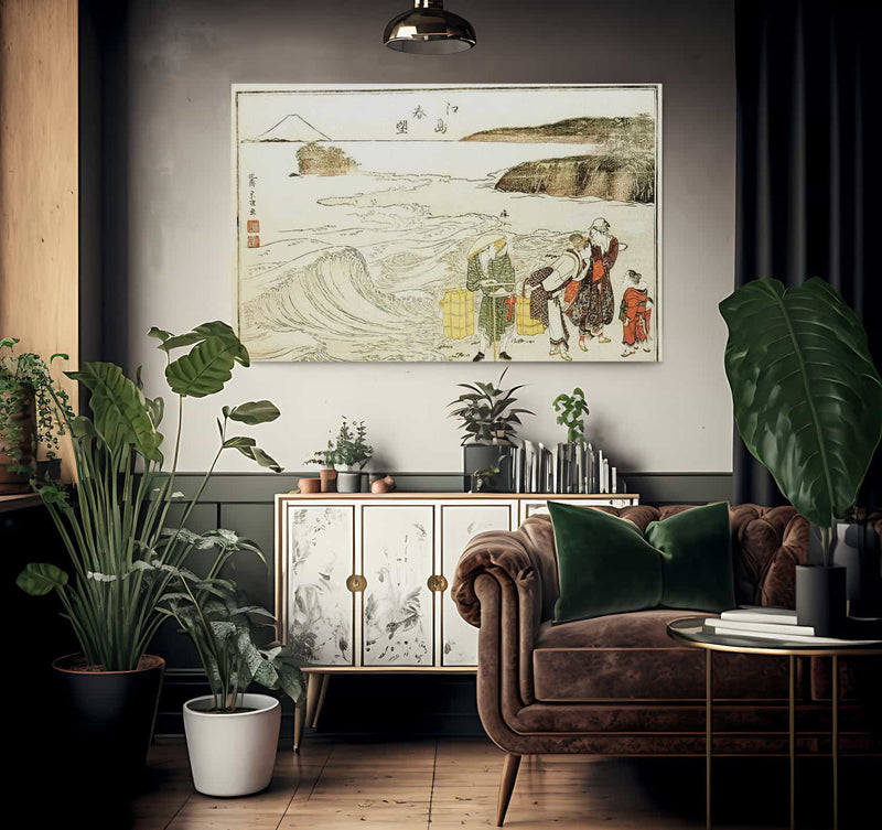 Women On The Beach At Enoshima By Hokusai Fine Art Print