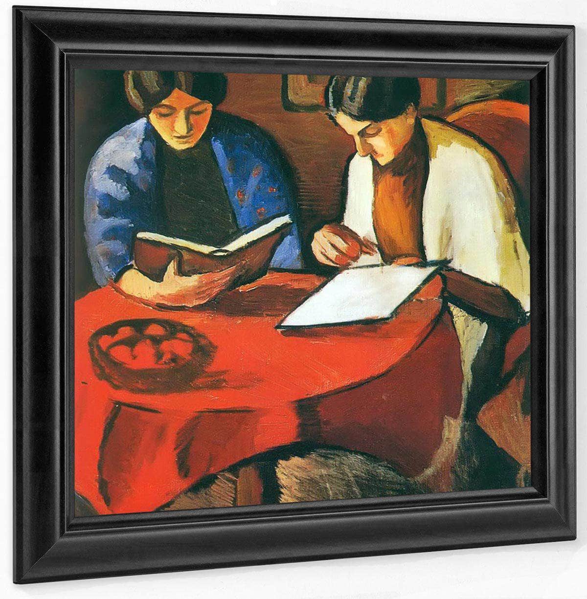 Women Reading At The Table By August Macke Fine Art Print