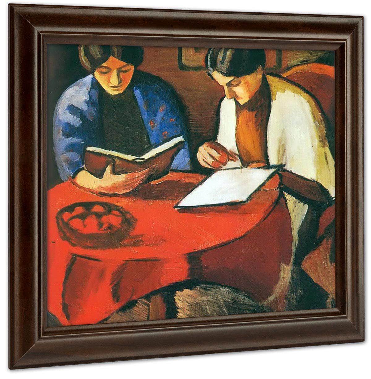 Women Reading At The Table By August Macke Fine Art Print