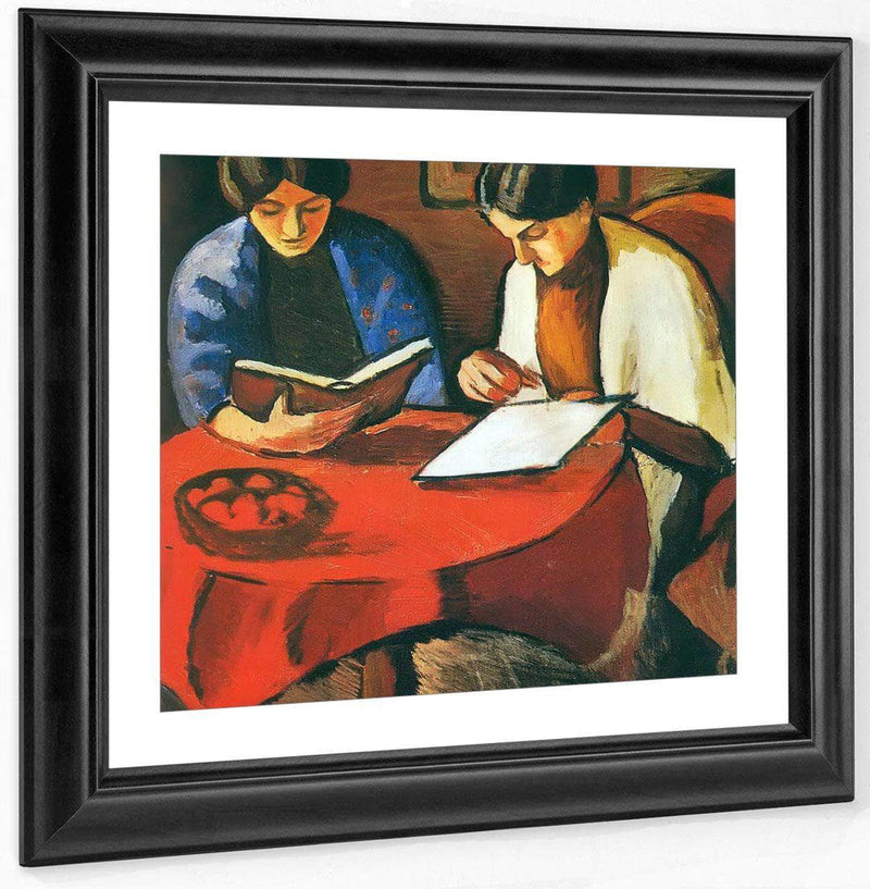 Women Reading At The Table By August Macke Fine Art Print