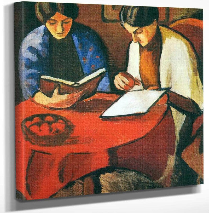Women Reading At The Table By August Macke Fine Art Print