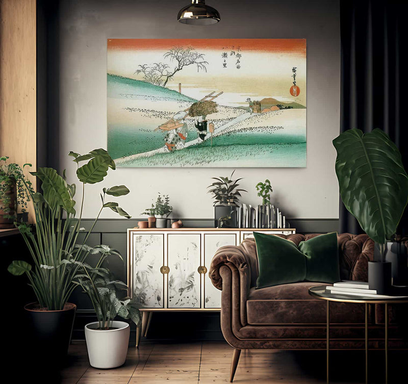 Women Walking On A Road Through The Fields By Hiroshige Fine Art Print