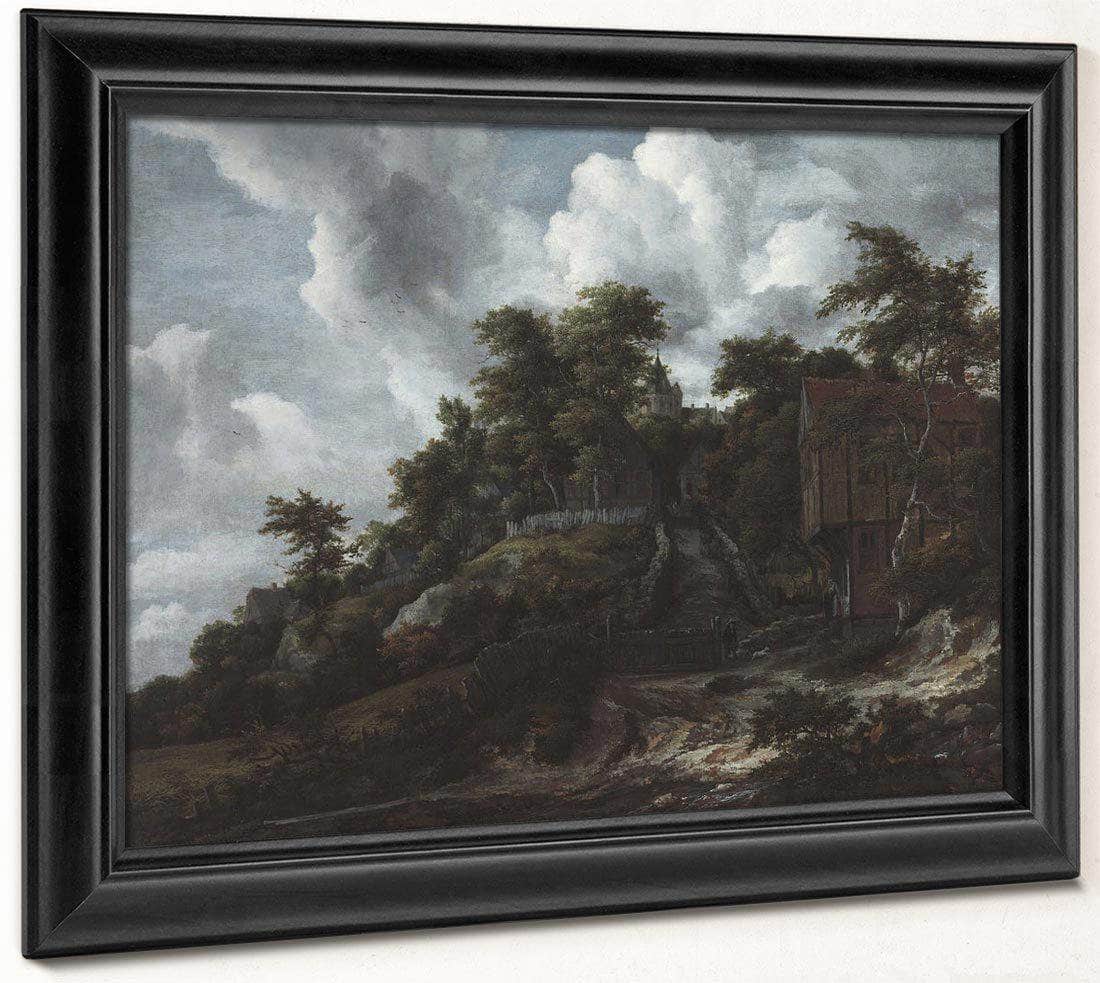Wooded Hillside With A View Of Bentheim Castle By Jacob Van Ruisdael Fine Art Print