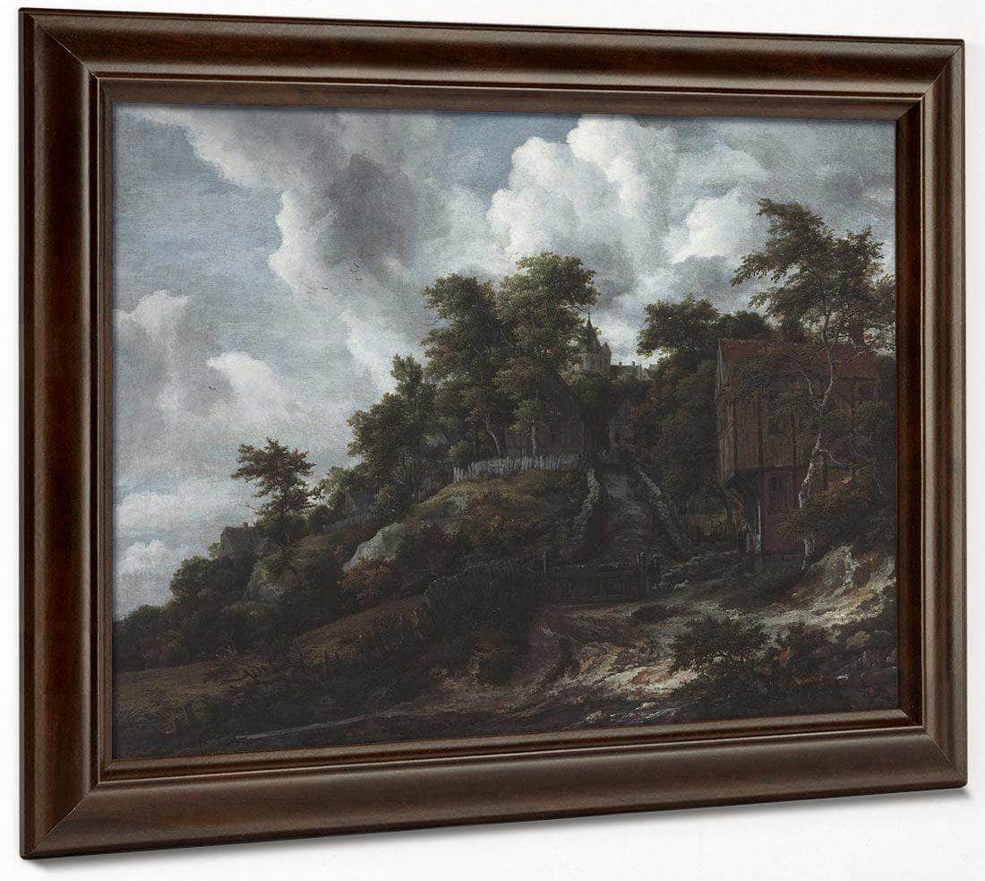 Wooded Hillside With A View Of Bentheim Castle By Jacob Van Ruisdael Fine Art Print