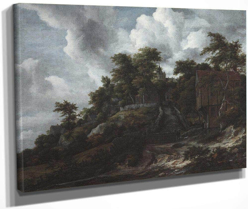 Wooded Hillside With A View Of Bentheim Castle By Jacob Van Ruisdael Fine Art Print