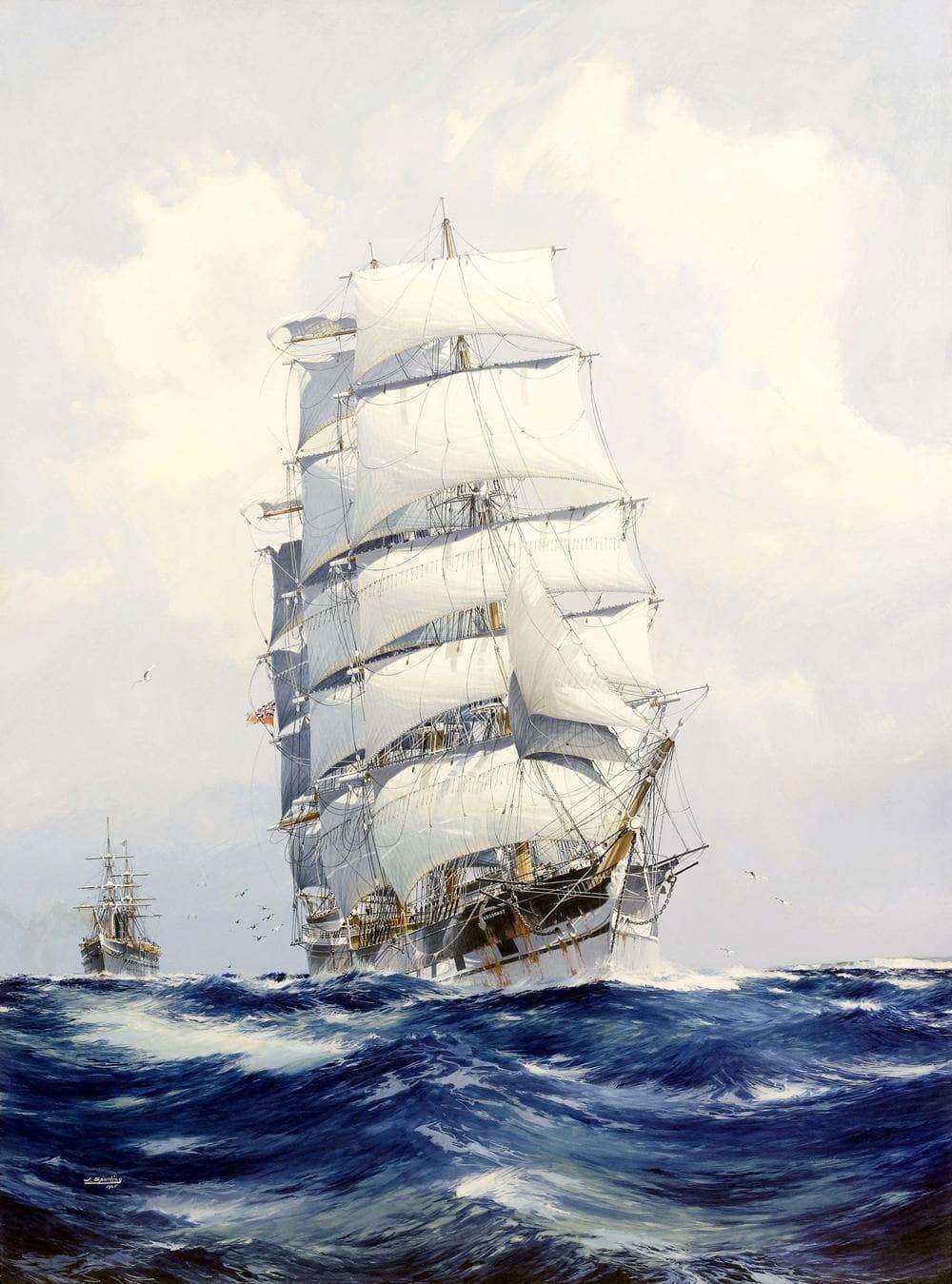 Wool Clipper Argonaut Under Full Sail Painting Jack Spurling Canvas Art Fine Art Print