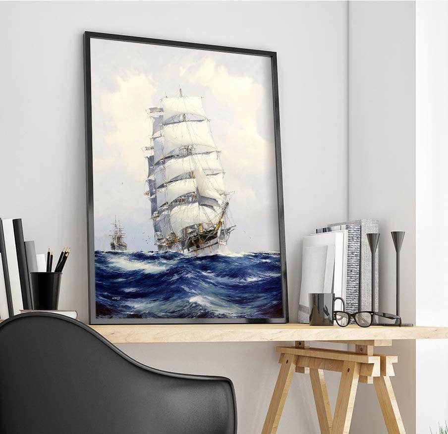 Wool Clipper Argonaut Under Full Sail Painting Jack Spurling Canvas Art Fine Art Print