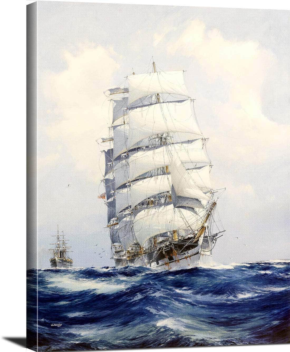 Wool Clipper Argonaut Under Full Sail Painting Jack Spurling Canvas Art Fine Art Print