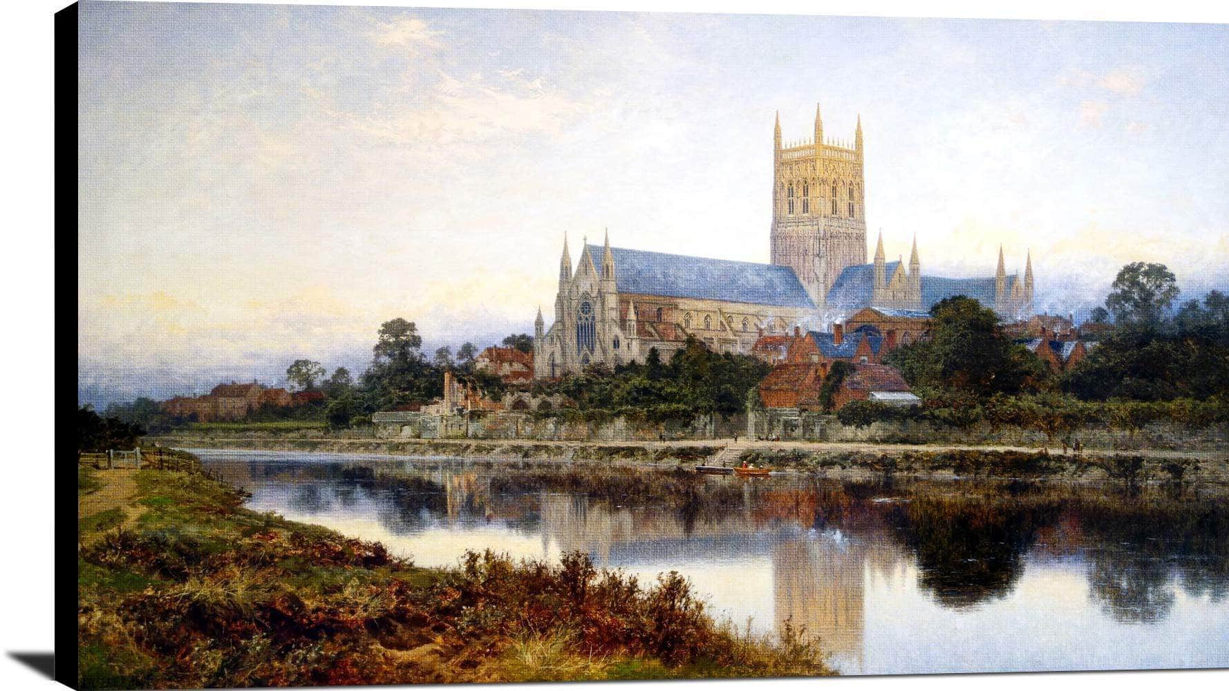 Worcester Cathedral Painting Benjamin Williams Leader Canvas Art Fine Art Print