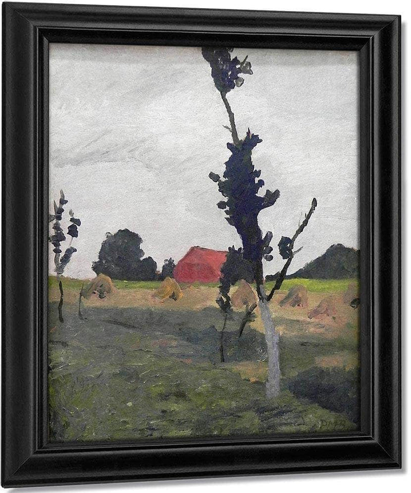 Worpsweder Landscape With Red House By Paula Modersohn Becker Fine Art Print