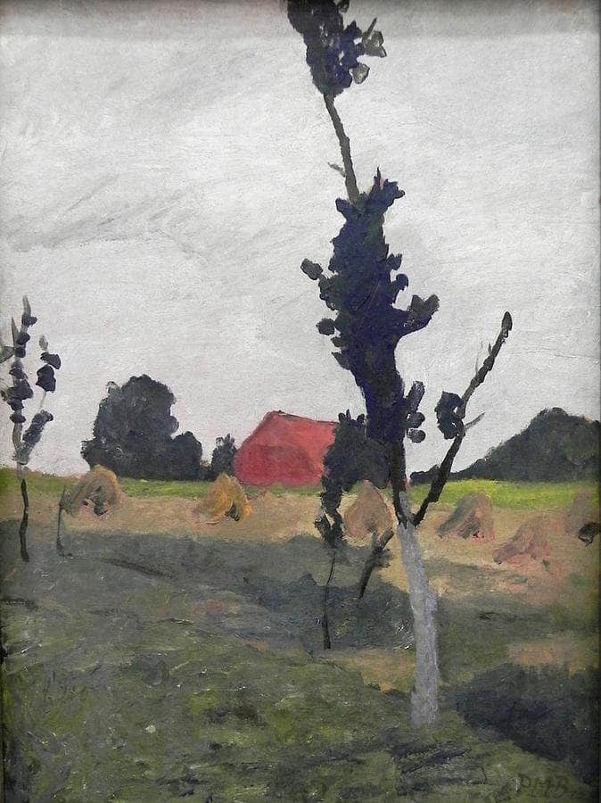 Worpsweder Landscape With Red House By Paula Modersohn Becker Fine Art Print