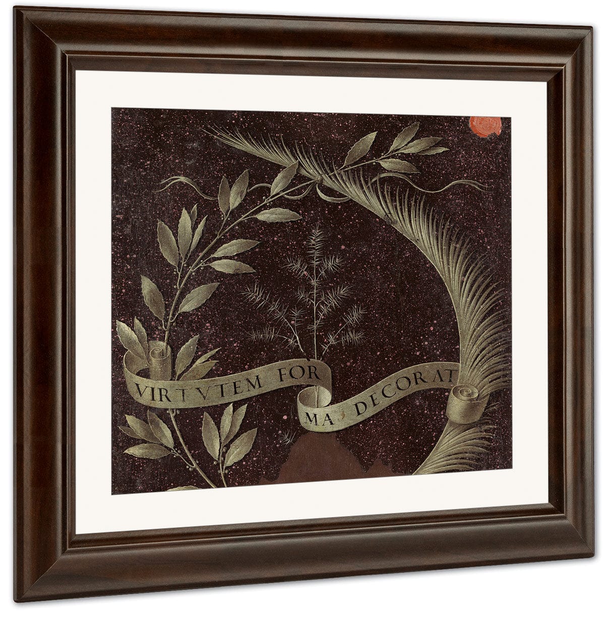 Wreath Of Laurel Palm And Juniper With A Scroll Inscribed Virtutem Forum Decorat [Reverse] By Leonardo Da Vinci Fine Art Print