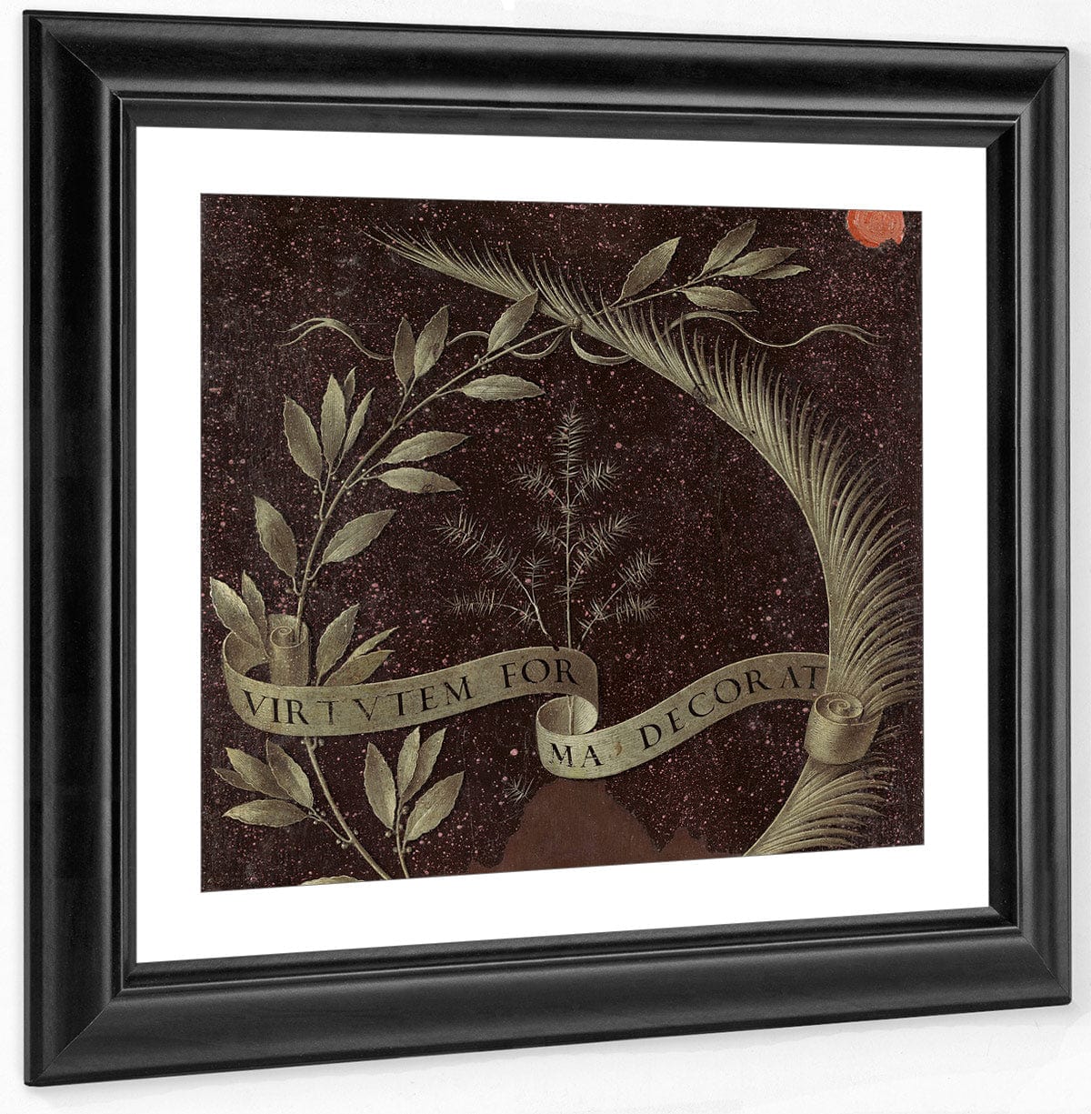 Wreath Of Laurel Palm And Juniper With A Scroll Inscribed Virtutem Forum Decorat [Reverse] By Leonardo Da Vinci Fine Art Print